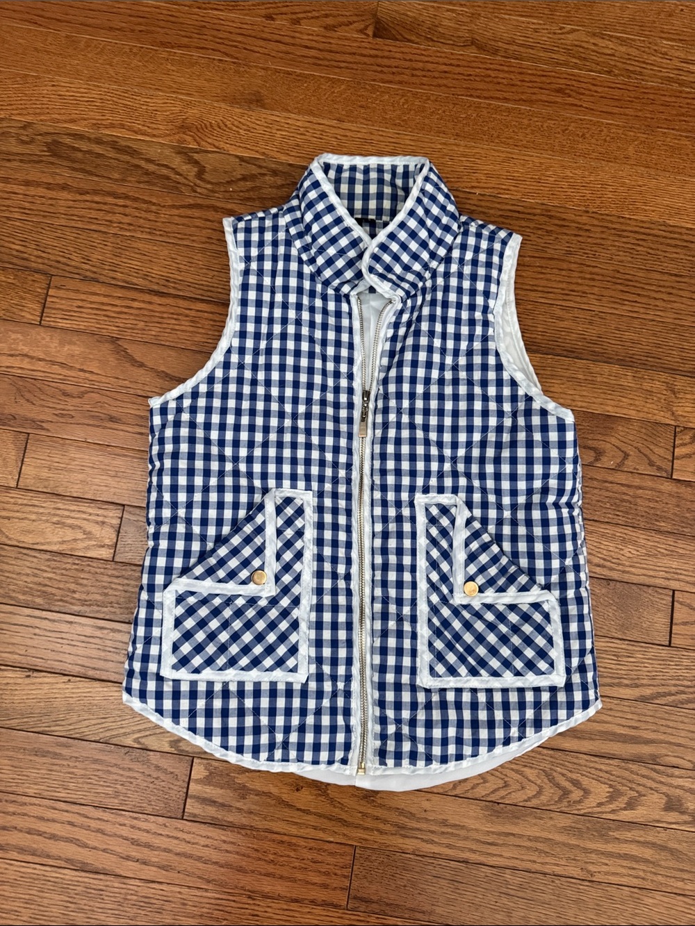 Women's Navy Gingham Quilted Vest - Brand Unspecified